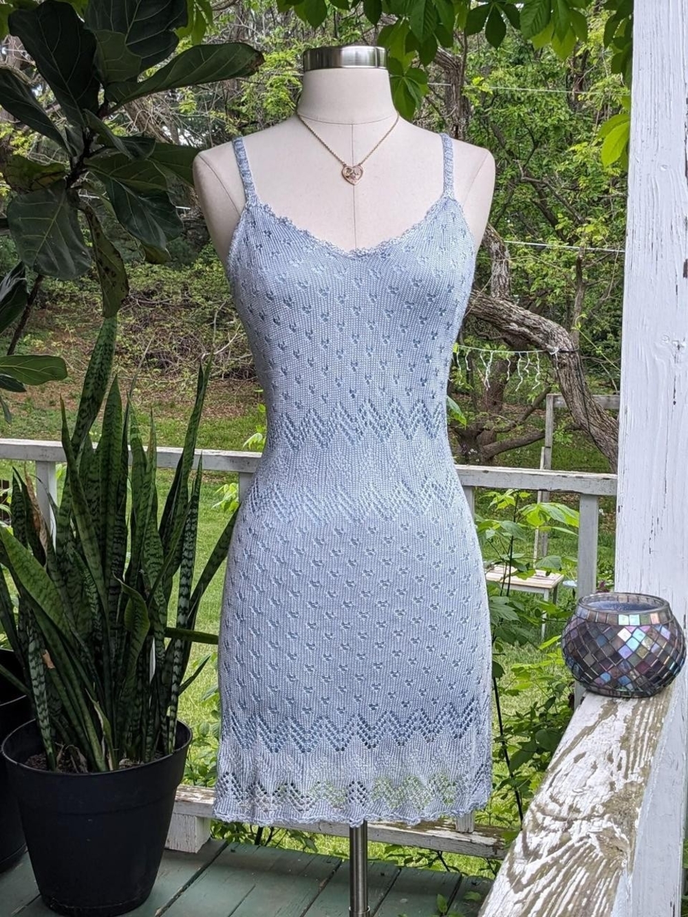 Xinana Light Blue Lace Knit Slip Dress - Brand Unspecified Sz S NWOT